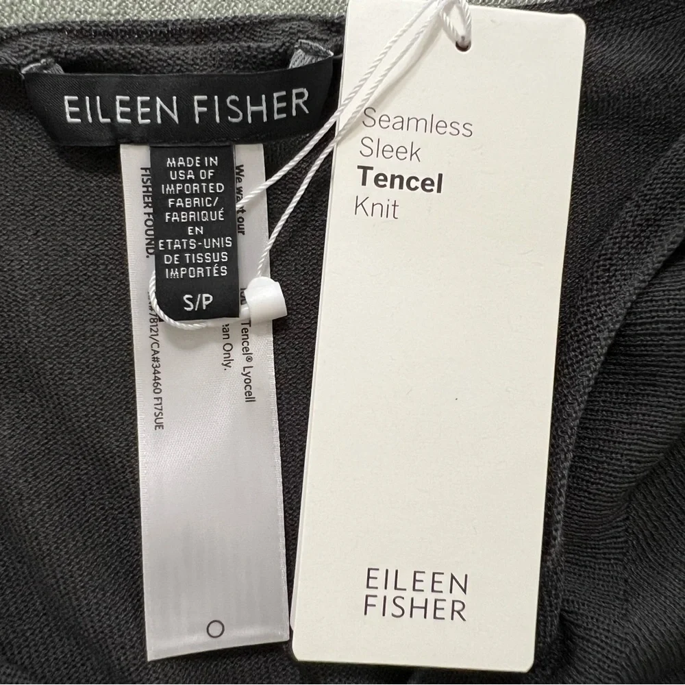 NWT Eileen Fisher Seamless Sleek Tencel Knit‎ Mock Neck Top in Bark